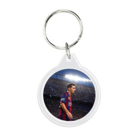 Брелок круглый с принтом Messi в Екатеринбурге, пластик и полированная сталь | круглая форма, металлическое крепление в виде кольца | месси
