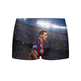 Мужские трусы 3D с принтом Messi в Екатеринбурге, 50% хлопок, 50% полиэстер | классическая посадка, на поясе мягкая тканевая резинка | Тематика изображения на принте: месси