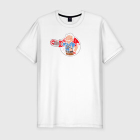 Мужская футболка премиум с принтом Chainsaw Boy в Екатеринбурге, 92% хлопок, 8% лайкра | приталенный силуэт, круглый вырез ворота, длина до линии бедра, короткий рукав | Тематика изображения на принте: 
