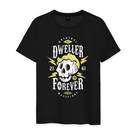 Мужская футболка хлопок с принтом Dweller Forever в Екатеринбурге, 100% хлопок | прямой крой, круглый вырез горловины, длина до линии бедер, слегка спущенное плечо. | boy | fallout | pip | vault | убежище | фаллаут