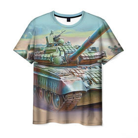 Мужская футболка 3D с принтом Военная техника в Екатеринбурге, 100% полиэфир | прямой крой, круглый вырез горловины, длина до линии бедер | tank | танки