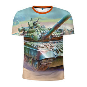 Мужская футболка 3D спортивная с принтом Военная техника в Екатеринбурге, 100% полиэстер с улучшенными характеристиками | приталенный силуэт, круглая горловина, широкие плечи, сужается к линии бедра | tank | танки