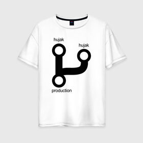 Женская футболка хлопок Oversize с принтом Раз два и в продакшн в Екатеринбурге, 100% хлопок | свободный крой, круглый ворот, спущенный рукав, длина до линии бедер
 | гит | код | программист | продакшн | разработка