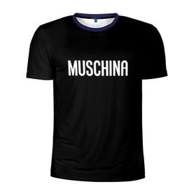 Мужская футболка 3D спортивная с принтом Muschina в Екатеринбурге, 100% полиэстер с улучшенными характеристиками | приталенный силуэт, круглая горловина, широкие плечи, сужается к линии бедра | moschino | москино | мужчина