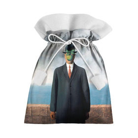 Подарочный 3D мешок с принтом Сын человеческий в Екатеринбурге, 100% полиэстер | Размер: 29*39 см | art | искусство | рене | рене магритт | сын человеческий