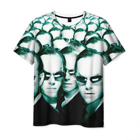 Мужская футболка 3D с принтом Агент в Екатеринбурге, 100% полиэфир | прямой крой, круглый вырез горловины, длина до линии бедер | matrix | агент | матрица | смит