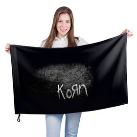 Флаг 3D с принтом KoЯn в Екатеринбурге, 100% полиэстер | плотность ткани — 95 г/м2, размер — 67 х 109 см. Принт наносится с одной стороны | korn | metal | rock | группы | корн | метал | рок