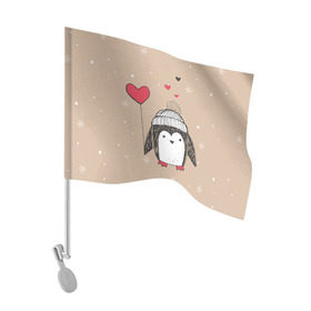 Флаг для автомобиля с принтом Пингвин с шариком в Екатеринбурге, 100% полиэстер | Размер: 30*21 см | пингвин