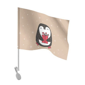Флаг для автомобиля с принтом Пингвин с подарком в Екатеринбурге, 100% полиэстер | Размер: 30*21 см | пингвин