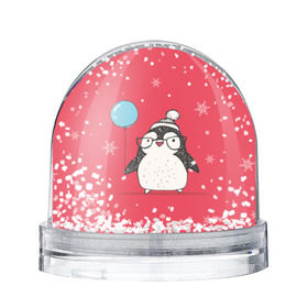 Снежный шар с принтом Пингвин с шариком в Екатеринбурге, Пластик | Изображение внутри шара печатается на глянцевой фотобумаге с двух сторон | пингвин