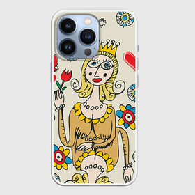 Чехол для iPhone 13 Pro с принтом Червовая дама в Екатеринбурге,  |  | 14 февраля | love | влюбленные | карты | королева | король | лав | любовь | пара | парные | подарок