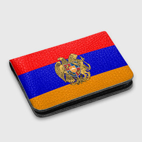 Картхолдер с принтом с принтом Герб и флаг Армении в Екатеринбурге, натуральная матовая кожа | размер 7,3 х 10 см; кардхолдер имеет 4 кармана для карт; | armenia | армения | герб | флаг