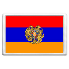 Магнит 45*70 с принтом Герб и флаг Армении в Екатеринбурге, Пластик | Размер: 78*52 мм; Размер печати: 70*45 | armenia | армения | герб | флаг