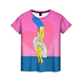 Женская футболка 3D с принтом Мардж в Екатеринбурге, 100% полиэфир ( синтетическое хлопкоподобное полотно) | прямой крой, круглый вырез горловины, длина до линии бедер | 14 февраля | love | влюбленные | лав | любовь | мардж | пара | парные | парные вещи | подарок | симпсон