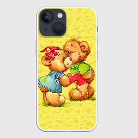 Чехол для iPhone 13 mini с принтом Влюбленные мишки в Екатеринбурге,  |  | 14 февраля | bear | love | teddy | валентин | влюбленный | любовь | милый | мишка | рисунок | сердечко | сердце