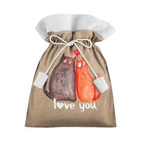 Подарочный 3D мешок с принтом Влюбленные котики в Екатеринбурге, 100% полиэстер | Размер: 29*39 см | 14 февраля | bear | love | teddy | валентин | влюбленный | киска | кот | котик | любовь | милый | рисунок | сердечко | сердце