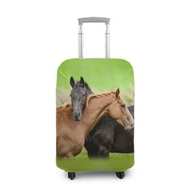 Чехол для чемодана 3D с принтом Лошади 2 в Екатеринбурге, 86% полиэфир, 14% спандекс | двустороннее нанесение принта, прорези для ручек и колес | horse | horseshoe | акварель | головалошади | грива | единорог | жеребец | животные | конь | лошадь | лошадьскрыльями | подкова | природа | рисуноккрасками
