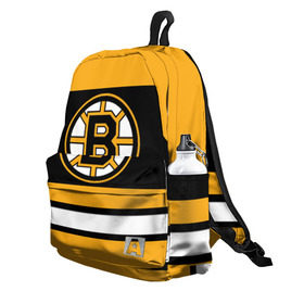 Рюкзак 3D с принтом Boston Bruins в Екатеринбурге, 100% полиэстер | лямки с регулируемой длиной, сверху петелька, чтобы рюкзак можно было повесить на вешалку. Основное отделение закрывается на молнию, как и внешний карман. Внутри два дополнительных кармана, один из которых закрывается на молнию. По бокам два дополнительных кармашка | boston bruins | hockey | nhl | нхл | спорт | хоккей