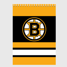 Скетчбук с принтом Boston Bruins в Екатеринбурге, 100% бумага
 | 48 листов, плотность листов — 100 г/м2, плотность картонной обложки — 250 г/м2. Листы скреплены сверху удобной пружинной спиралью | boston bruins | hockey | nhl | нхл | спорт | хоккей