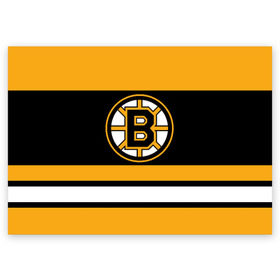 Поздравительная открытка с принтом Boston Bruins в Екатеринбурге, 100% бумага | плотность бумаги 280 г/м2, матовая, на обратной стороне линовка и место для марки
 | boston bruins | hockey | nhl | нхл | спорт | хоккей