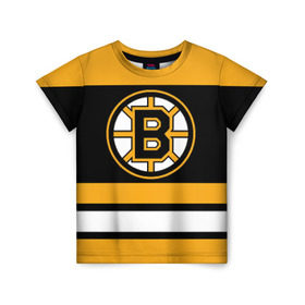 Детская футболка 3D с принтом Boston Bruins в Екатеринбурге, 100% гипоаллергенный полиэфир | прямой крой, круглый вырез горловины, длина до линии бедер, чуть спущенное плечо, ткань немного тянется | Тематика изображения на принте: boston bruins | hockey | nhl | нхл | спорт | хоккей