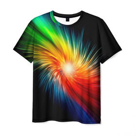 Мужская футболка 3D с принтом Звезда радуга в Екатеринбурге, 100% полиэфир | прямой крой, круглый вырез горловины, длина до линии бедер | Тематика изображения на принте: звезда радуга | небо | свет | спектр