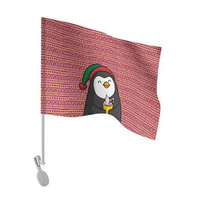 Флаг для автомобиля с принтом Пингвиня в Екатеринбурге, 100% полиэстер | Размер: 30*21 см | пингвин