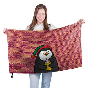 Флаг 3D с принтом Пингвиня в Екатеринбурге, 100% полиэстер | плотность ткани — 95 г/м2, размер — 67 х 109 см. Принт наносится с одной стороны | пингвин