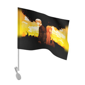 Флаг для автомобиля с принтом Волчица и Пряности 4 в Екатеринбурге, 100% полиэстер | Размер: 30*21 см | anime | okami to koshinryo | оками
