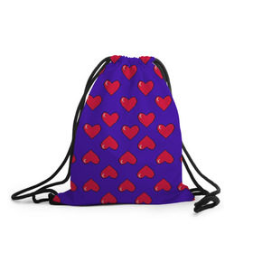 Рюкзак-мешок 3D с принтом Пиксельная любовь в Екатеринбурге, 100% полиэстер | плотность ткани — 200 г/м2, размер — 35 х 45 см; лямки — толстые шнурки, застежка на шнуровке, без карманов и подкладки | 14 февраля | love | влюбленный | любовь | рисунок | сердечки | сердечко | сердце