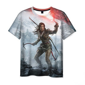 Мужская футболка 3D с принтом Rise of the Tomb Raider в Екатеринбурге, 100% полиэфир | прямой крой, круглый вырез горловины, длина до линии бедер | rise of the tomb raider | tomb raider | райдер | том райдер