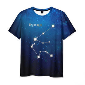 Мужская футболка 3D с принтом Водолей в Екатеринбурге, 100% полиэфир | прямой крой, круглый вырез горловины, длина до линии бедер | водолей | звезда | звезды | знак зодиака | космос | созвездие