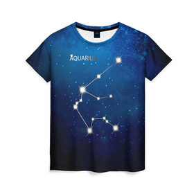 Женская футболка 3D с принтом Водолей в Екатеринбурге, 100% полиэфир ( синтетическое хлопкоподобное полотно) | прямой крой, круглый вырез горловины, длина до линии бедер | водолей | звезда | звезды | знак зодиака | космос | созвездие