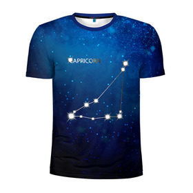 Мужская футболка 3D спортивная с принтом Козерог в Екатеринбурге, 100% полиэстер с улучшенными характеристиками | приталенный силуэт, круглая горловина, широкие плечи, сужается к линии бедра | звезда | звезды | знак зодиака | козерог | космос | созвездие