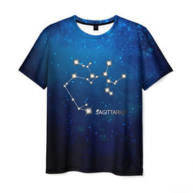 Мужская футболка 3D с принтом Стрелец в Екатеринбурге, 100% полиэфир | прямой крой, круглый вырез горловины, длина до линии бедер | звезда | звезды | знак зодиака | космос | созвездие | стрелец