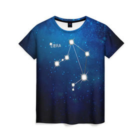 Женская футболка 3D с принтом Весы в Екатеринбурге, 100% полиэфир ( синтетическое хлопкоподобное полотно) | прямой крой, круглый вырез горловины, длина до линии бедер | весы | звезда | звезды | знак зодиака | космос | созвездие