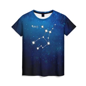 Женская футболка 3D с принтом Дева в Екатеринбурге, 100% полиэфир ( синтетическое хлопкоподобное полотно) | прямой крой, круглый вырез горловины, длина до линии бедер | дева | звезда | звезды | знак зодиака | космос | созвездие