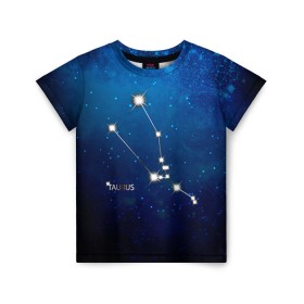 Детская футболка 3D с принтом Телец в Екатеринбурге, 100% гипоаллергенный полиэфир | прямой крой, круглый вырез горловины, длина до линии бедер, чуть спущенное плечо, ткань немного тянется | звезда | звезды | знак зодиака | космос | созвездие | телец