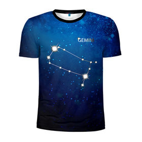 Мужская футболка 3D спортивная с принтом Близнецы в Екатеринбурге, 100% полиэстер с улучшенными характеристиками | приталенный силуэт, круглая горловина, широкие плечи, сужается к линии бедра | близнецы | звезда | звезды | знак зодиака | космос | созвездие
