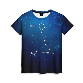Женская футболка 3D с принтом Рыбы в Екатеринбурге, 100% полиэфир ( синтетическое хлопкоподобное полотно) | прямой крой, круглый вырез горловины, длина до линии бедер | звезда | звезды | знак зодиака | космос | рыбы | созвездие