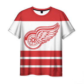 Мужская футболка 3D с принтом Detroit Red Wings в Екатеринбурге, 100% полиэфир | прямой крой, круглый вырез горловины, длина до линии бедер | detroit red wings | hockey | nhl | нхл | спорт | хоккей
