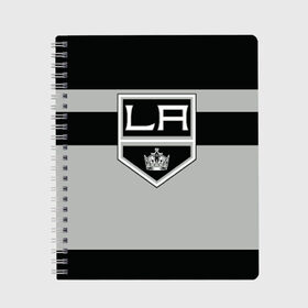 Тетрадь с принтом Los Angeles Kings в Екатеринбурге, 100% бумага | 48 листов, плотность листов — 60 г/м2, плотность картонной обложки — 250 г/м2. Листы скреплены сбоку удобной пружинной спиралью. Уголки страниц и обложки скругленные. Цвет линий — светло-серый
 | hockey | los angeles kings | nhl | нхл | спорт | хоккей