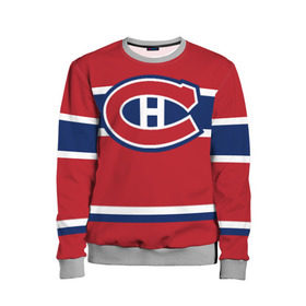 Детский свитшот 3D с принтом Montreal Canadiens в Екатеринбурге, 100% полиэстер | свободная посадка, прямой крой, мягкая тканевая резинка на рукавах и понизу свитшота | Тематика изображения на принте: hockey | montreal canadien | nhl | нхл | спорт | хоккей