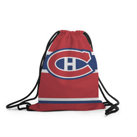 Рюкзак-мешок 3D с принтом Montreal Canadiens в Екатеринбурге, 100% полиэстер | плотность ткани — 200 г/м2, размер — 35 х 45 см; лямки — толстые шнурки, застежка на шнуровке, без карманов и подкладки | Тематика изображения на принте: hockey | montreal canadien | nhl | нхл | спорт | хоккей