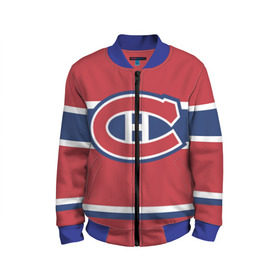 Детский бомбер 3D с принтом Montreal Canadiens в Екатеринбурге, 100% полиэстер | застегивается на молнию, по бокам два кармана без застежек, мягкие манжеты, по низу бомбера и на воротнике — эластичная резинка | hockey | montreal canadien | nhl | нхл | спорт | хоккей