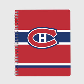 Тетрадь с принтом Montreal Canadiens в Екатеринбурге, 100% бумага | 48 листов, плотность листов — 60 г/м2, плотность картонной обложки — 250 г/м2. Листы скреплены сбоку удобной пружинной спиралью. Уголки страниц и обложки скругленные. Цвет линий — светло-серый
 | Тематика изображения на принте: hockey | montreal canadien | nhl | нхл | спорт | хоккей