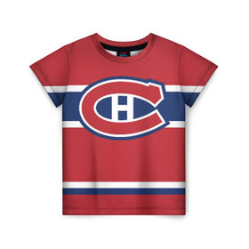 Детская футболка 3D с принтом Montreal Canadiens в Екатеринбурге, 100% гипоаллергенный полиэфир | прямой крой, круглый вырез горловины, длина до линии бедер, чуть спущенное плечо, ткань немного тянется | hockey | montreal canadien | nhl | нхл | спорт | хоккей