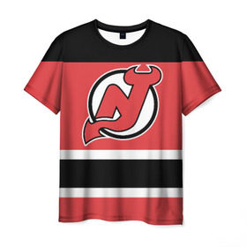 Мужская футболка 3D с принтом New Jersey Devils в Екатеринбурге, 100% полиэфир | прямой крой, круглый вырез горловины, длина до линии бедер | hockey | new jersey devils | nhl | нхл | спорт | хоккей