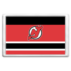 Магнит 45*70 с принтом New Jersey Devils в Екатеринбурге, Пластик | Размер: 78*52 мм; Размер печати: 70*45 | hockey | new jersey devils | nhl | нхл | спорт | хоккей