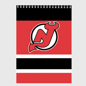 Скетчбук с принтом New Jersey Devils в Екатеринбурге, 100% бумага
 | 48 листов, плотность листов — 100 г/м2, плотность картонной обложки — 250 г/м2. Листы скреплены сверху удобной пружинной спиралью | hockey | new jersey devils | nhl | нхл | спорт | хоккей